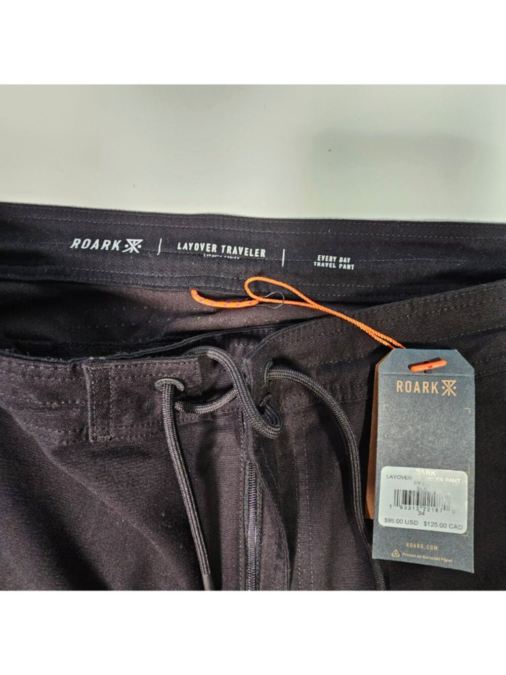 Roark NWT Layover Traveler Pants Men's Size 34x30" Drawstring Stretch Black - Picture 3 of 12